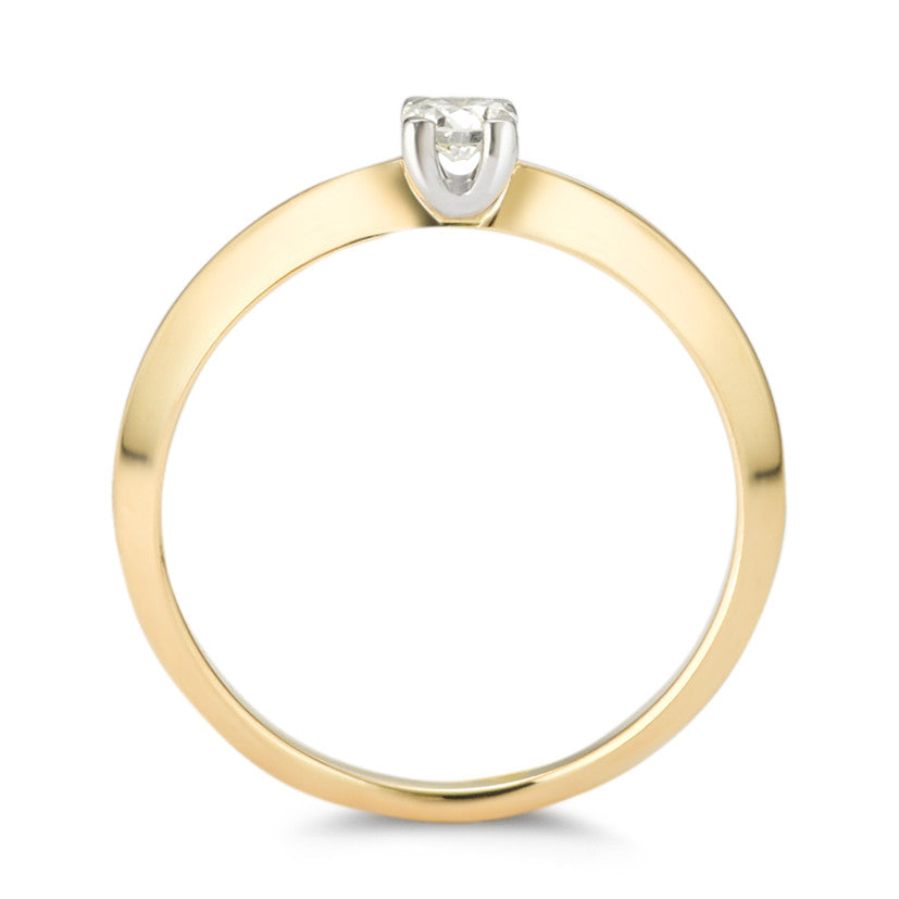 Solitaire ring 750/18K geel goud Diamant 0.20 ct, w-si