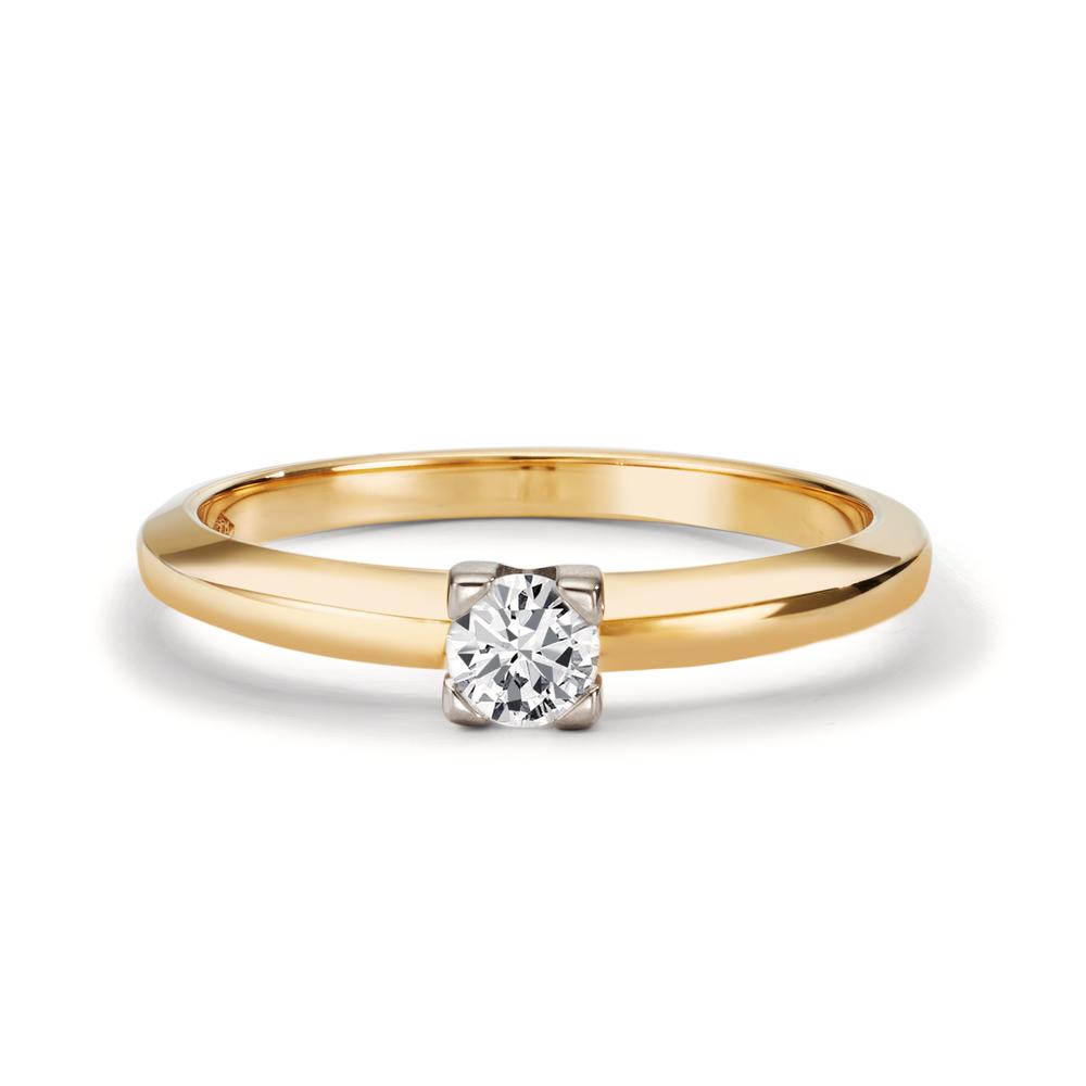 Solitaire ring 750/18K geel goud Diamant 0.30 ct, w-si Bi-color