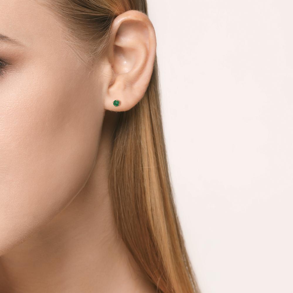 Oorknoppen 750/18K geel goud Smaragd 2 Steen Ø3.5 mm