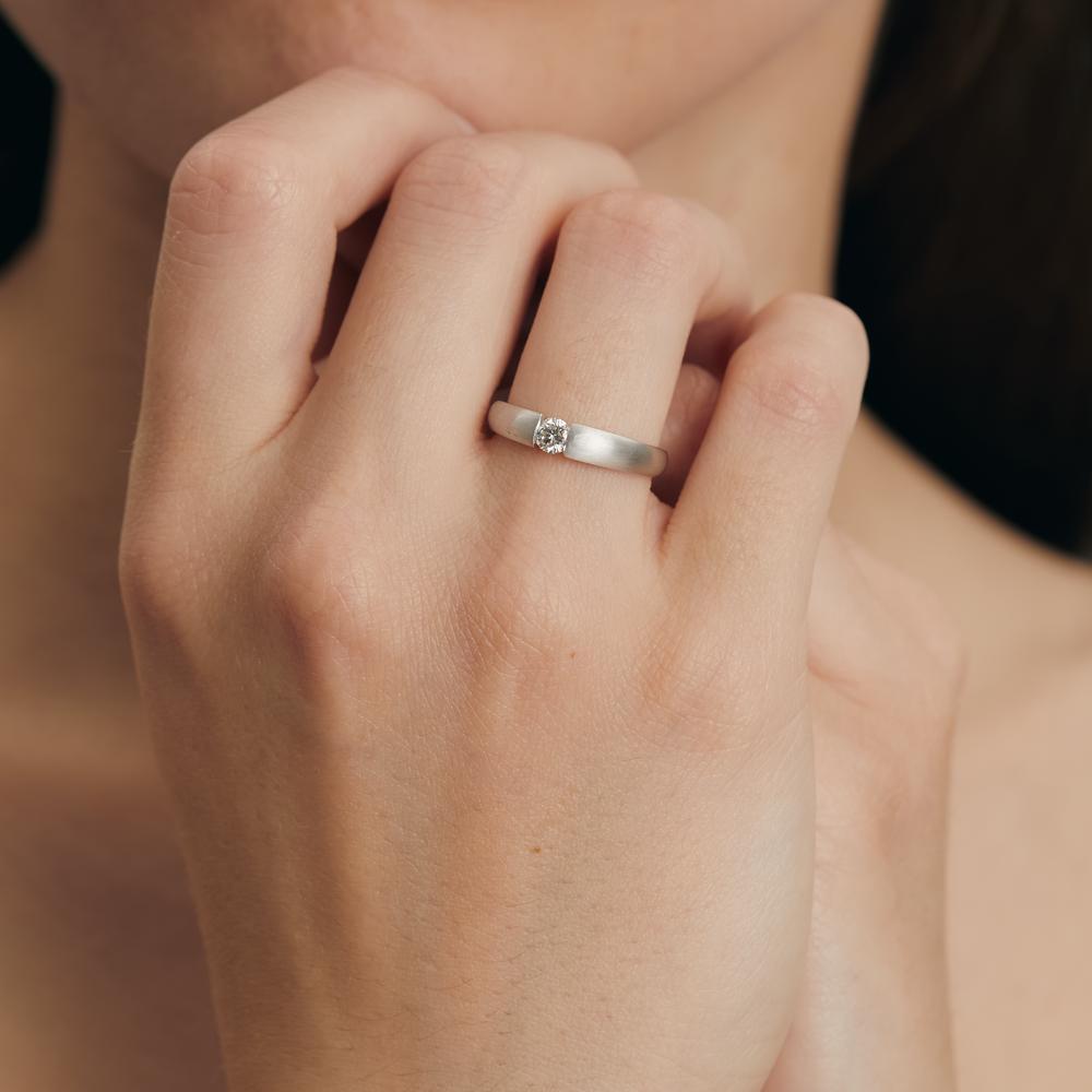 Solitaire ring 750/18K witgoud Diamant wit, 0.20 ct, w-si Ø3.8 mm