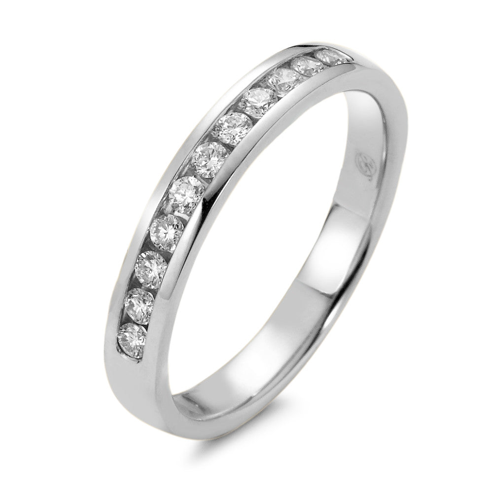 Memory ring 750/18K witgoud Diamant 0.25 ct, 11 Steen, w-si