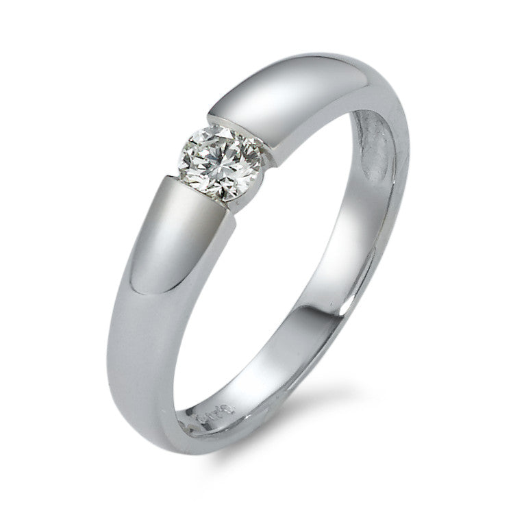 Solitaire ring 750/18K witgoud Diamant 0.20 ct, vsi Ø3.5 mm