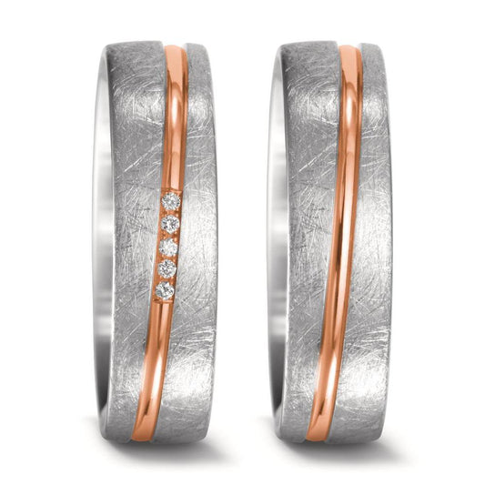 Partnerring 750/18K witgoud, 750/18K rood goud