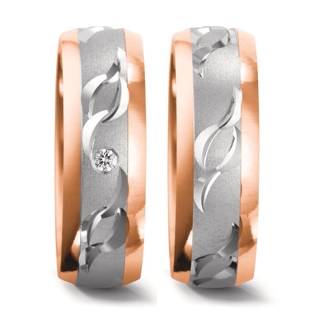 Partnerring 750/18K witgoud, 750/18K rood goud