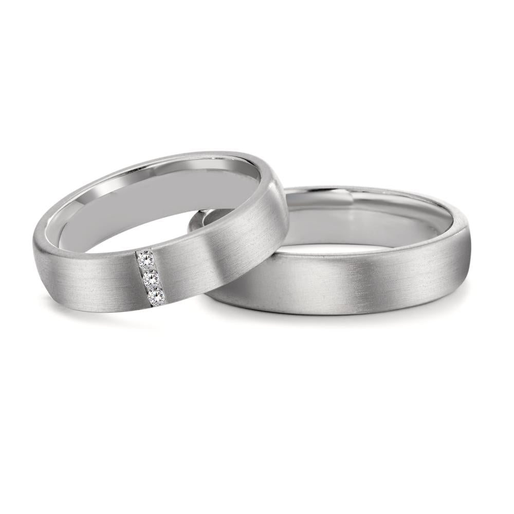 Partnerring 750/18K witgoud Diamant 0.03 ct, 3 Steen, tw-vsi