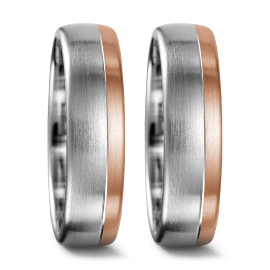 Partnerring 750/18K witgoud, 750/18K rood goud