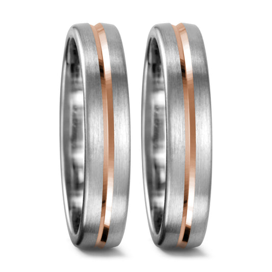 Partnerring 750/18K witgoud, 750/18K rood goud