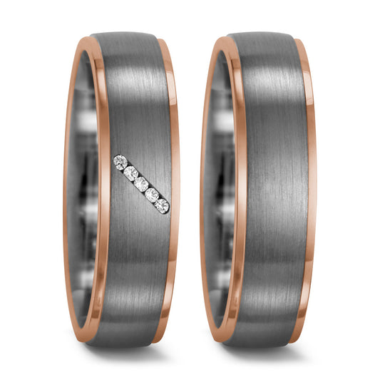 Ring 950 Palladium, 750/18K rood goud