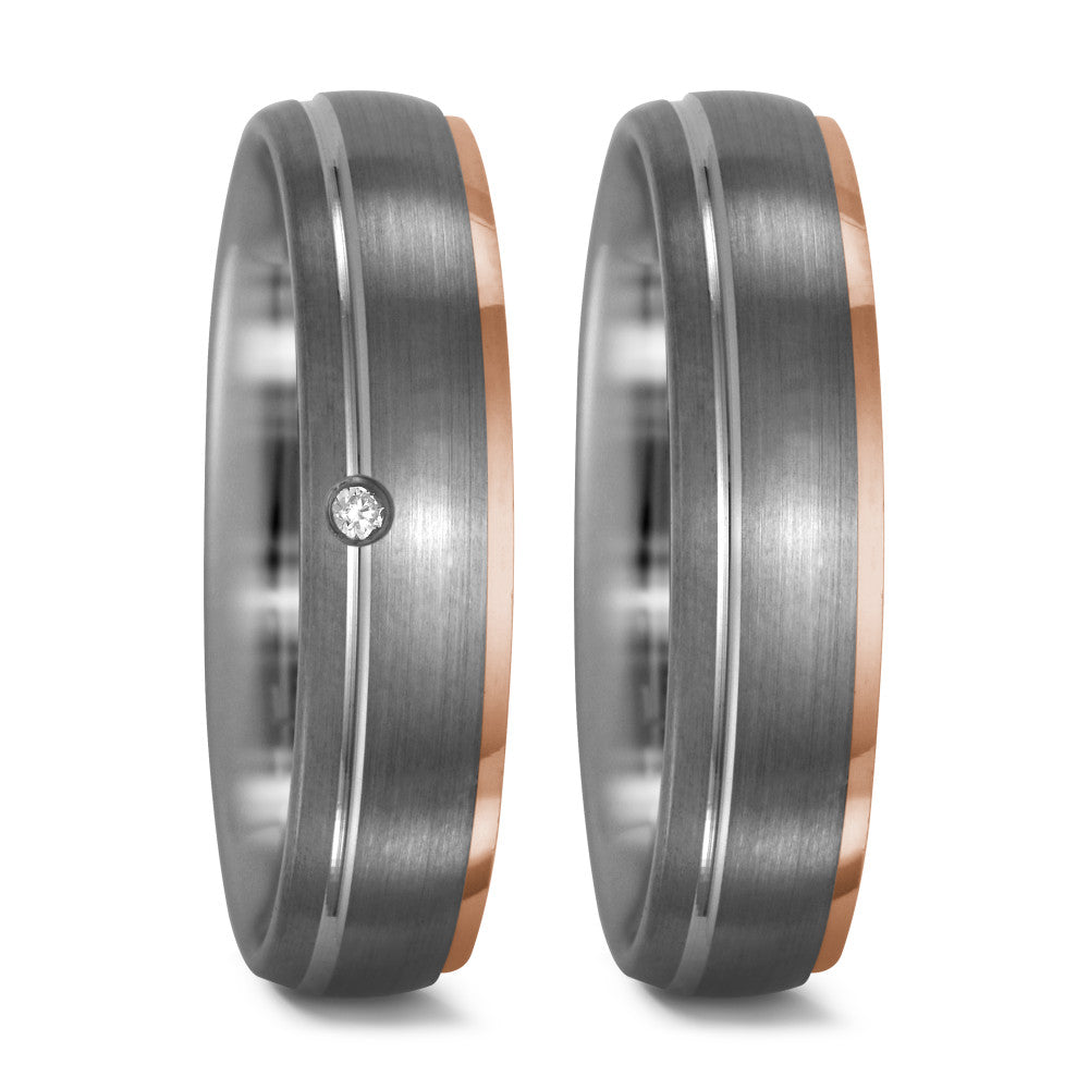 Ring 950 Palladium, 750/18K rood goud Diamant 0.015 ct, tw-vsi