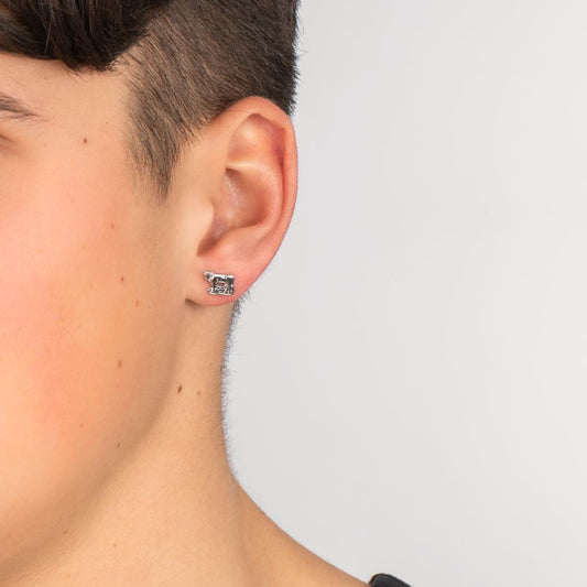 Oorknop 1 stuk Zilver Gerhodineerd Koe