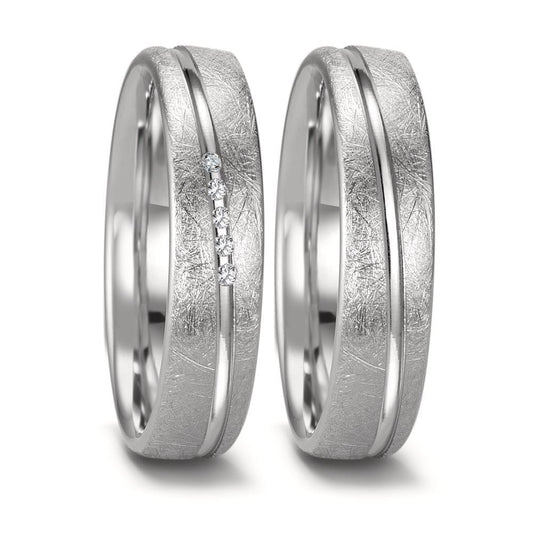 Partnerring 750/18K witgoud Diamant 0.025 ct, 5 Steen, tw-si