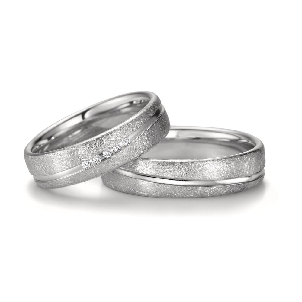 Partnerring 750/18K witgoud Diamant 0.025 ct, 5 Steen, tw-si