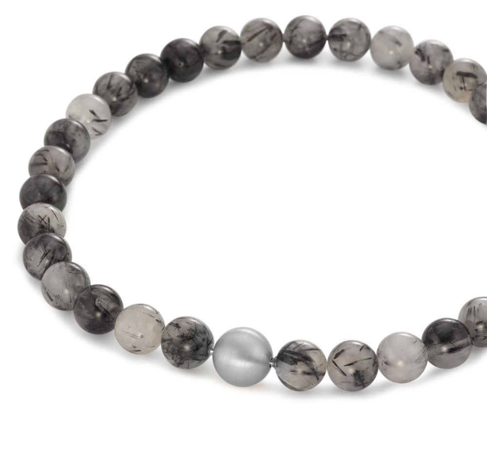 Collier Roestvrijstaal Bergkristal veelkleurig, 14 mm, Onyx 16 mm 45 cm Ø14 mm