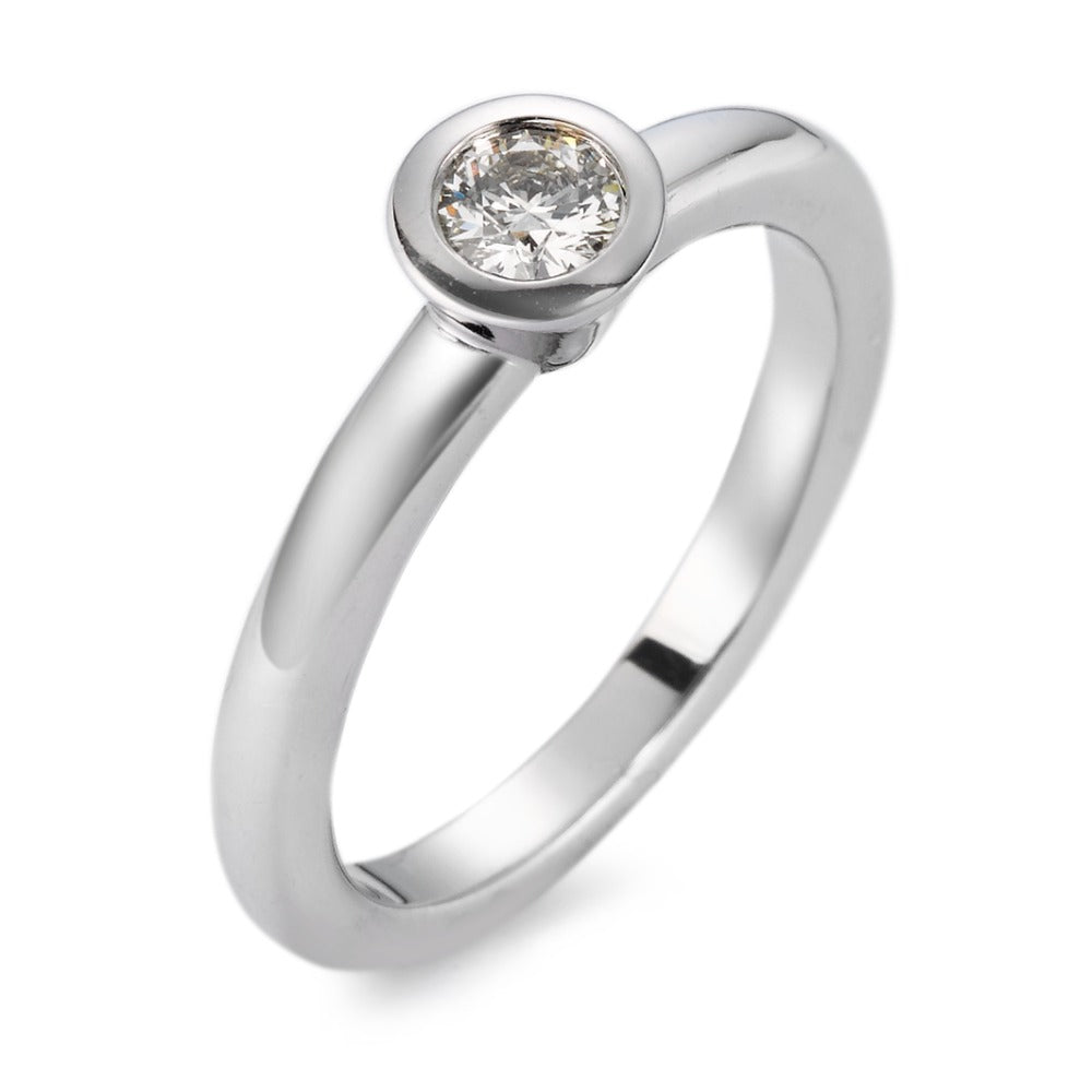 Solitaire ring 750/18K witgoud Diamant wit, 0.20 ct, si Gerhodineerd