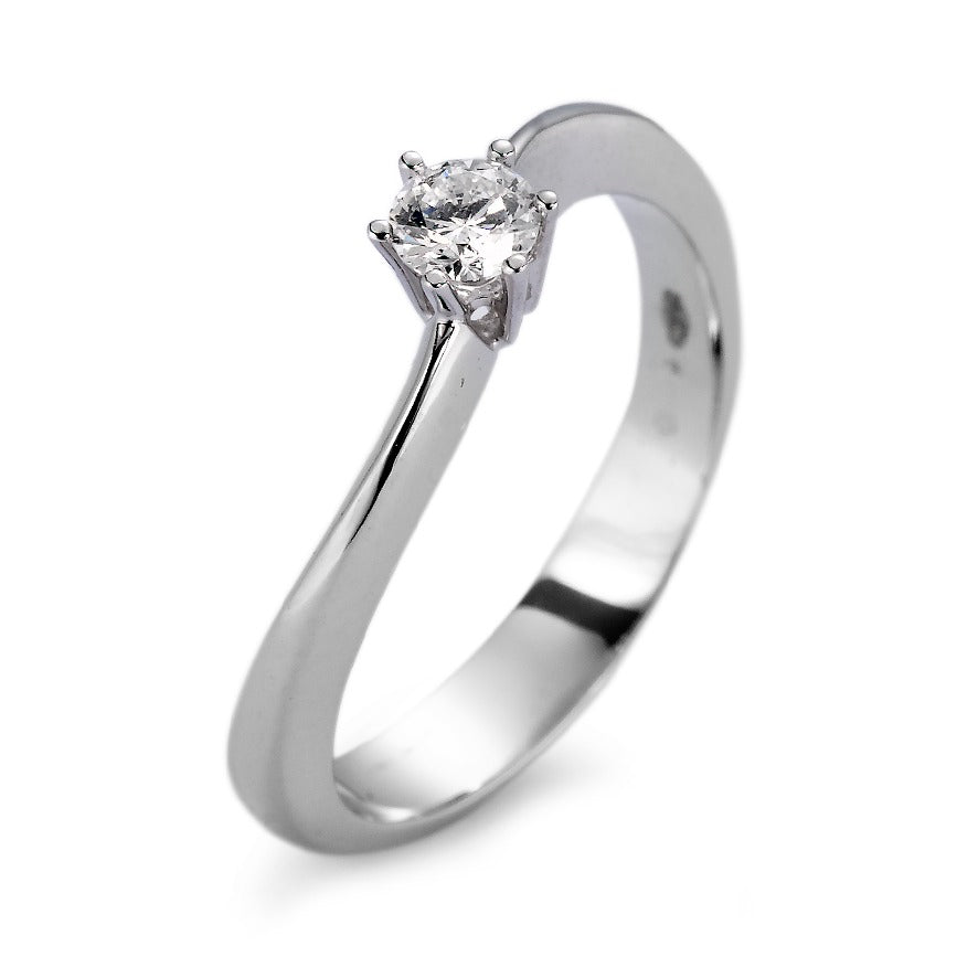 Solitaire ring 750/18K witgoud Diamant wit, 0.20 ct, si Gerhodineerd
