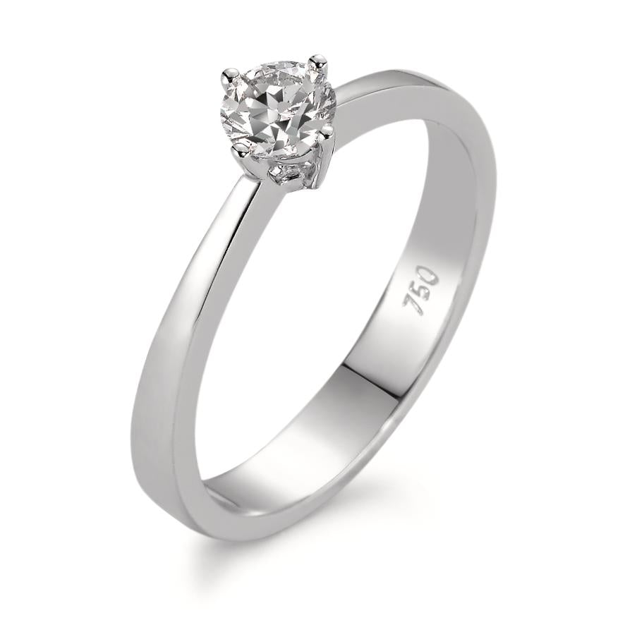 Solitaire ring 750/18K witgoud Diamant wit, 0.30 ct, w-si Gerhodineerd