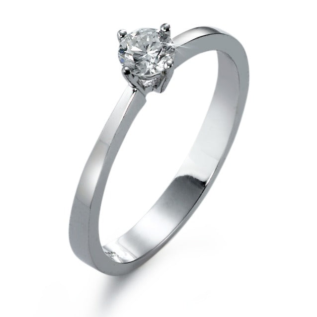 Solitaire ring 750/18K witgoud Diamant wit, 0.30 ct, si Gerhodineerd