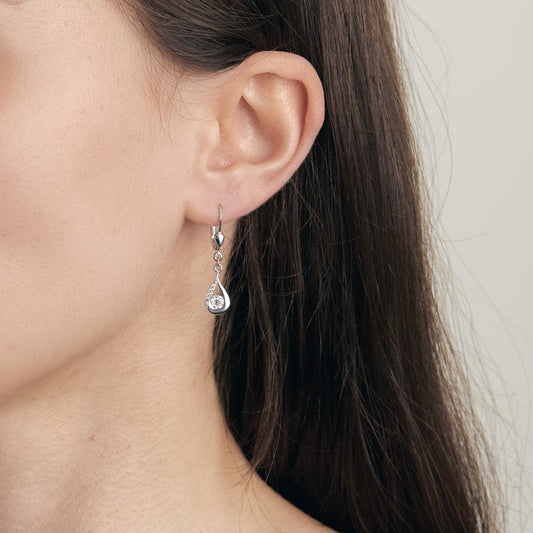 Oorbellen Zilver Topaas blauw Gerhodineerd