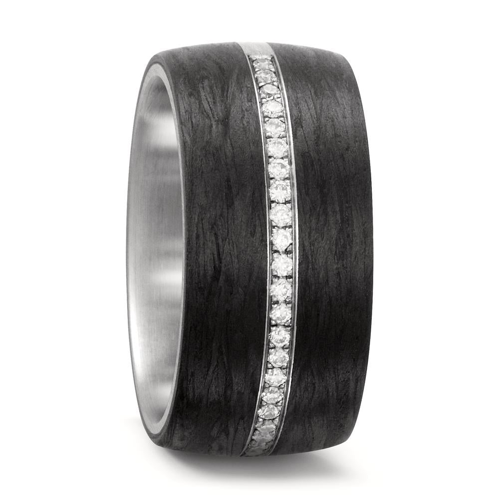 Ring Roestvrijstaal, Carbon Diamant wit, 0.175 ct, 25 Steen, w-si