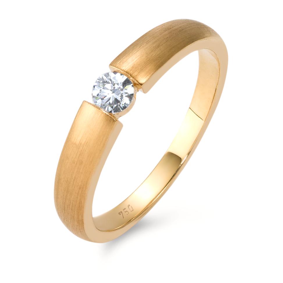 Solitaire ring 750/18K geel goud Diamant 0.15 ct, w-si