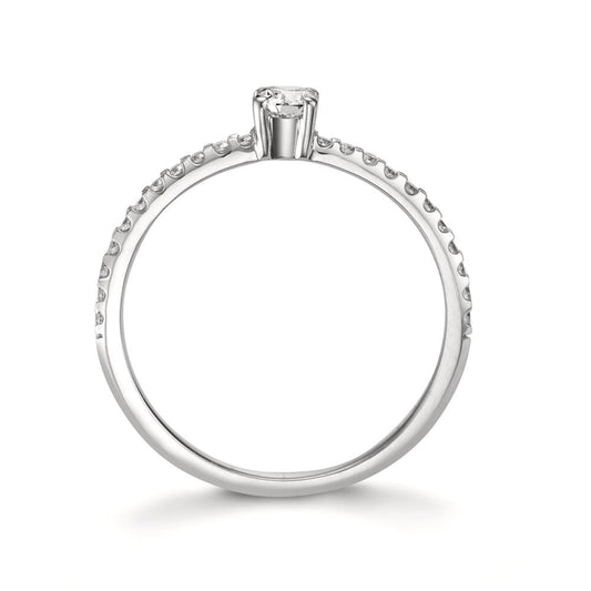 Solitaire ring 750/18K witgoud Diamant 0.31 ct, 23 Steen, w-si