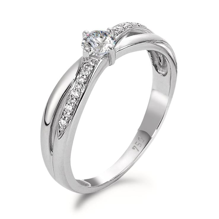 Ring 750/18K witgoud Diamant 0.32 ct, 11 Steen, w-si