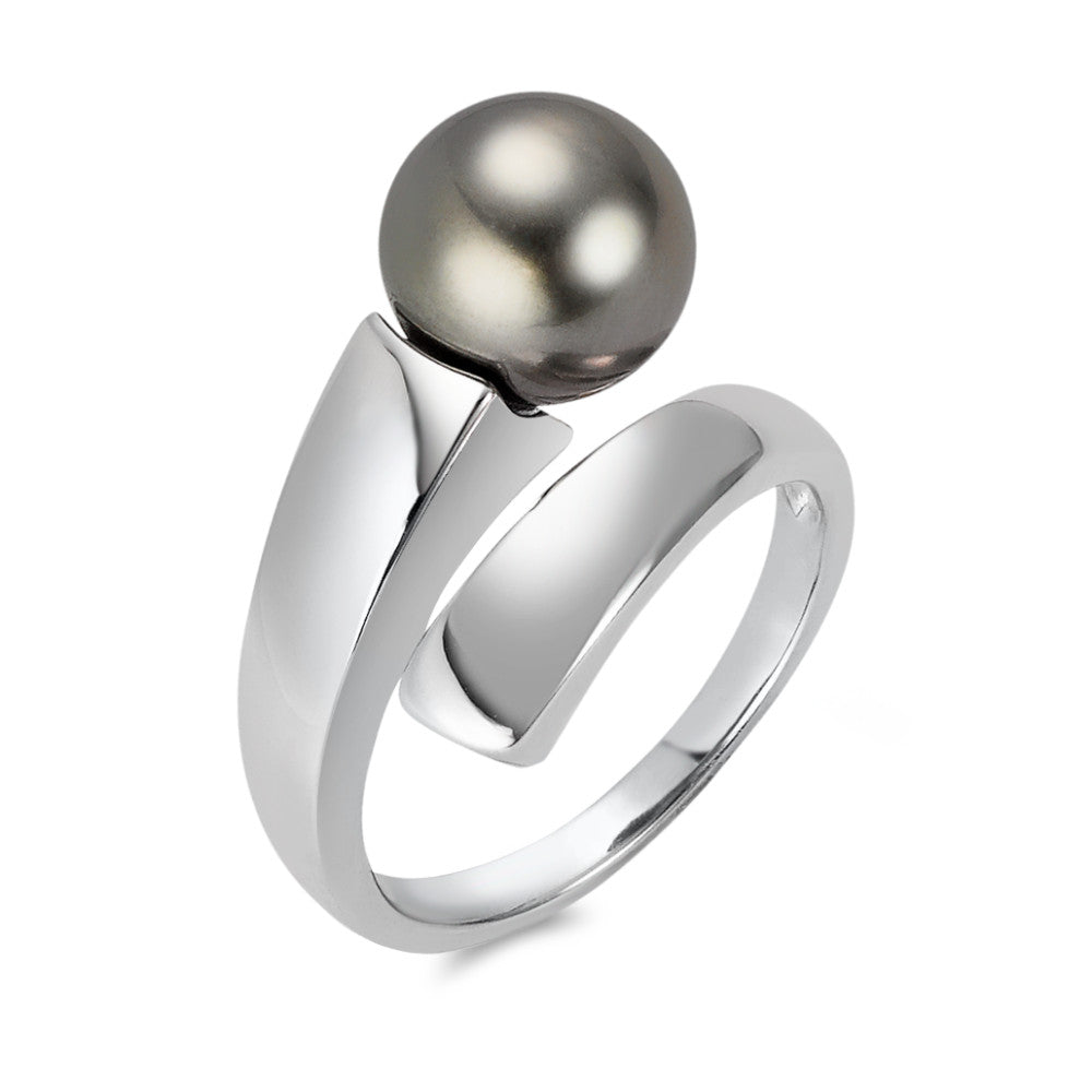 Ring 750/18K witgoud Tahiti Parel Grijs, 9.5 mm