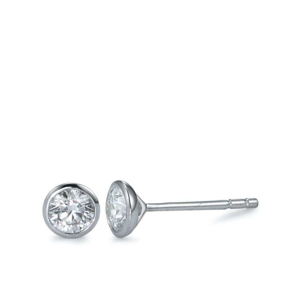 Oorknoppen 750/18K witgoud Diamant 0.40 ct, 2 Steen, w-si Ø4.5 mm