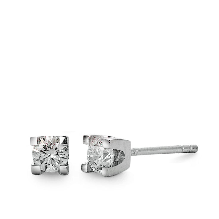 Oorknoppen 750/18K witgoud Diamant 0.30 ct, 2 Steen, w-si Ø3.5 mm