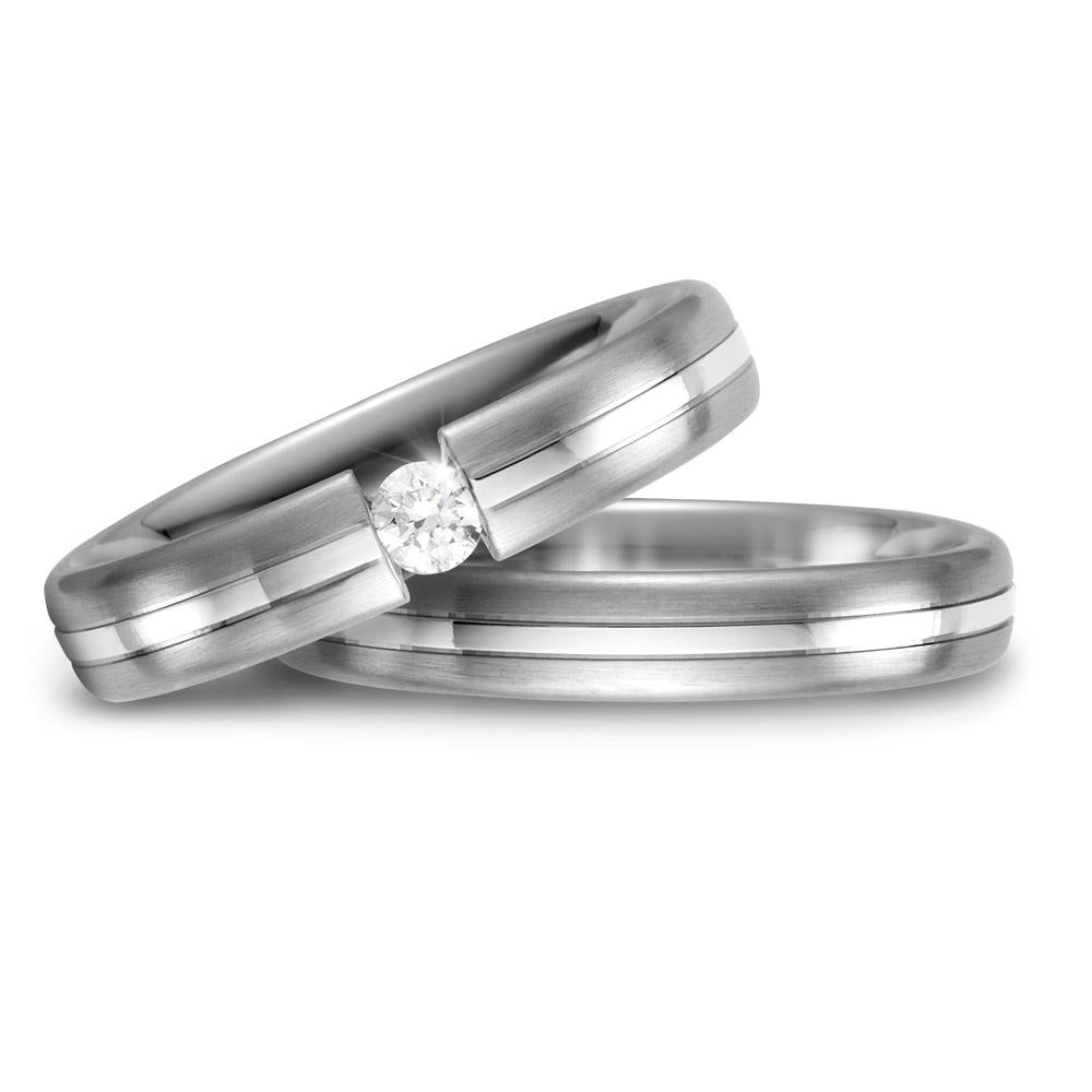 Partnerring 585/14K witgoud Diamant wit, 0.10 ct, w-si