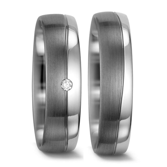 Partnerring 585/14K witgoud, 500 Palladium