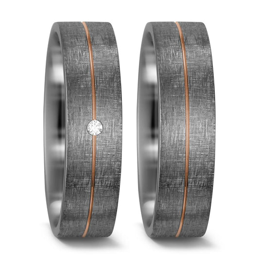 Partnerring 500 Palladium, 585/14K rood goud Diamant wit, 0.015 ct, w-si