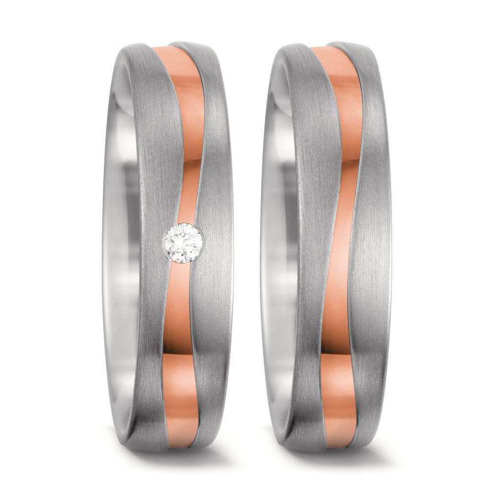 Partnerring 750/18K witgoud, 750/18K rood goud Diamant wit, 0.03 ct, tw-vsi