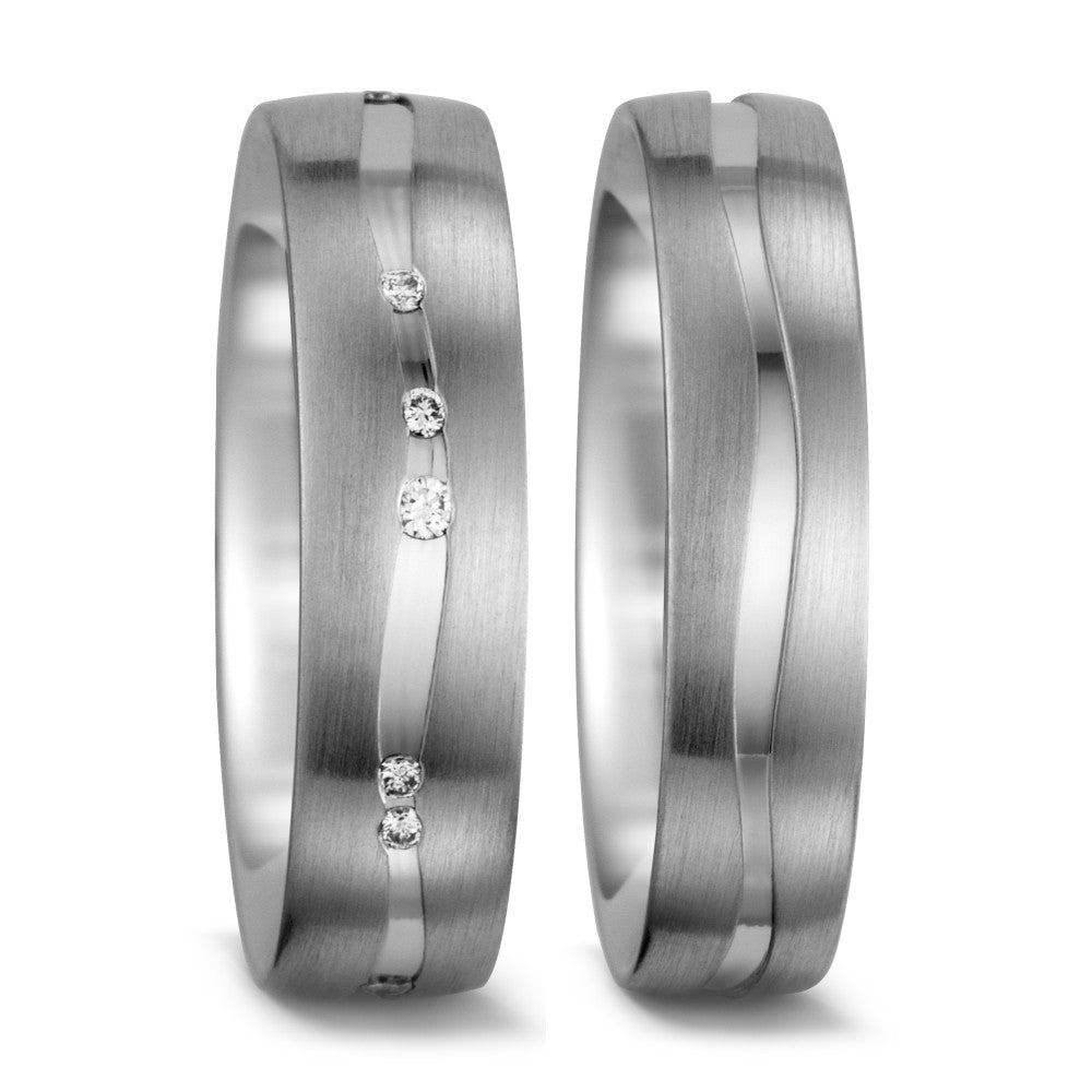 Partnerring 750/18K witgoud Diamant wit, 0.095 ct, 12 Steen, tw-vsi