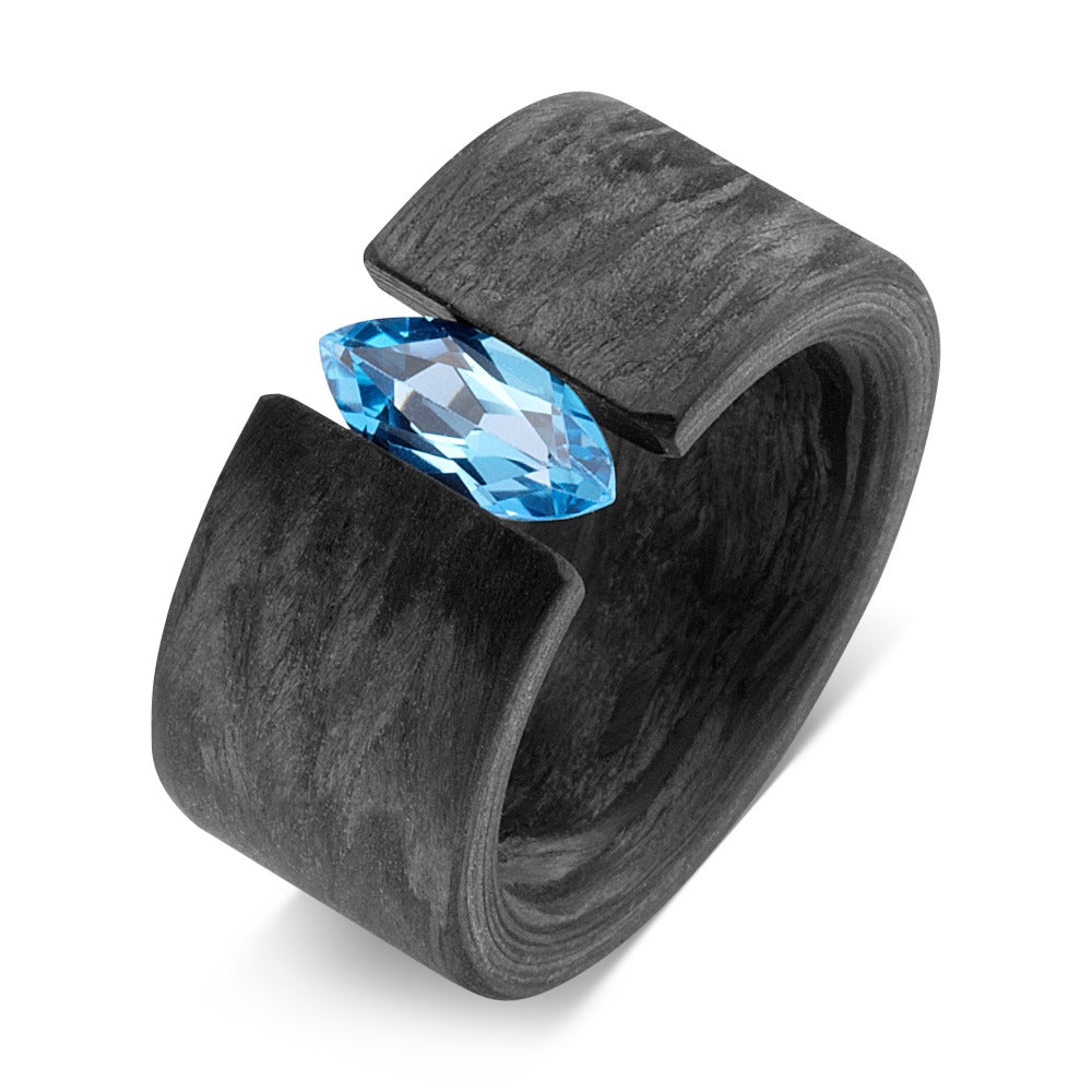 Ring Carbon Topaas blauw