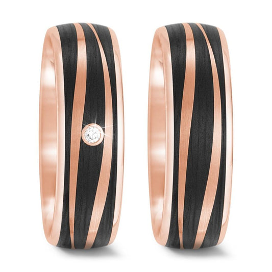 Partnerring 585/14K roségoud, Carbon