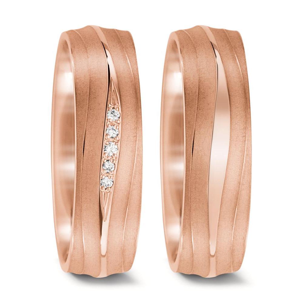 Partnerring 750/18K roségoud Diamant 0.028 ct, 5 Steen, tw-vsi