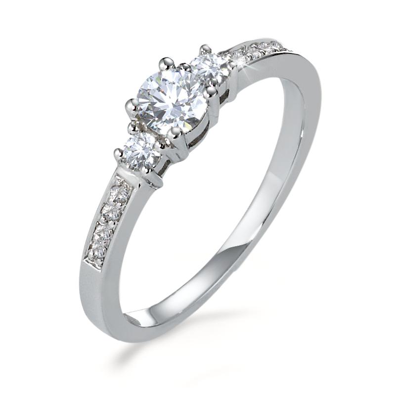 Ring 750/18K witgoud Diamant 0.40 ct, 11 Steen, w-si