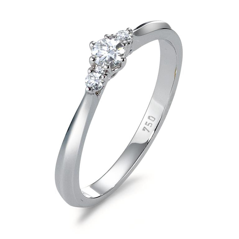 Ring 750/18K witgoud Diamant 0.19 ct, 3 Steen, w-si