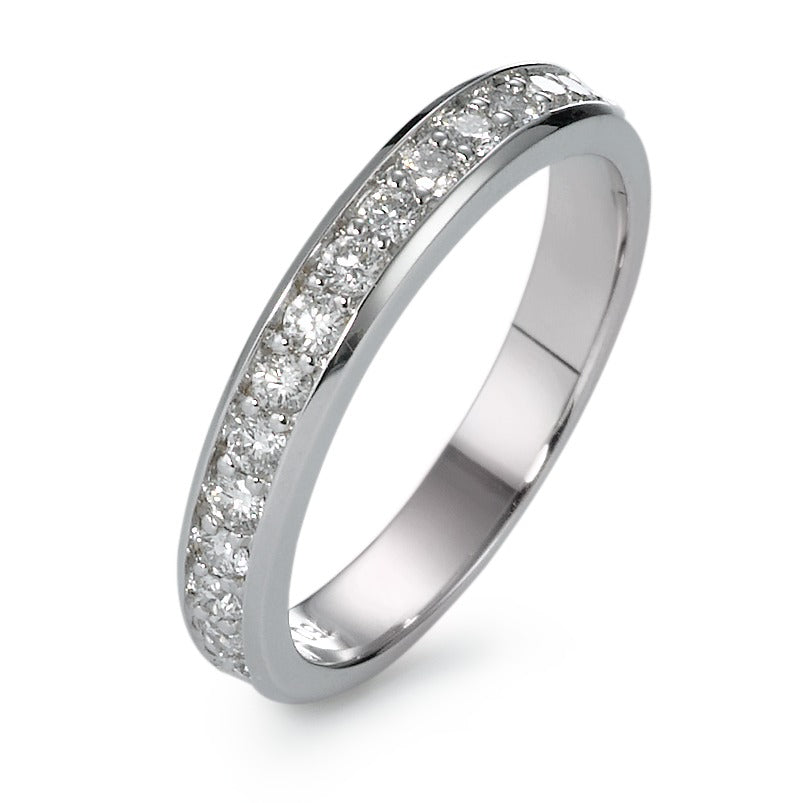 Memory ring 750/18K witgoud Diamant 0.36 ct, 15 Steen, w-si