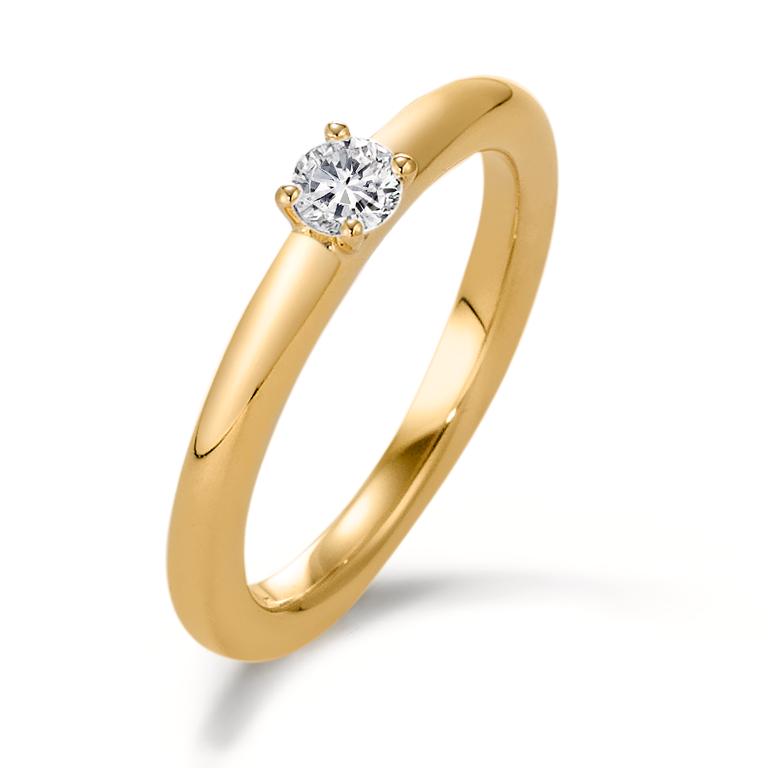 Solitaire ring 750/18K geel goud Diamant 0.20 ct, w-si