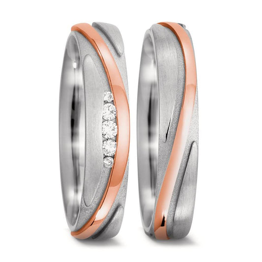 Partnerring 750/18K witgoud, 750/18K rood goud