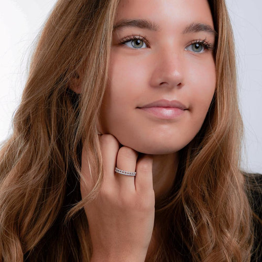 Ring Zilver Zirkonia Gerhodineerd