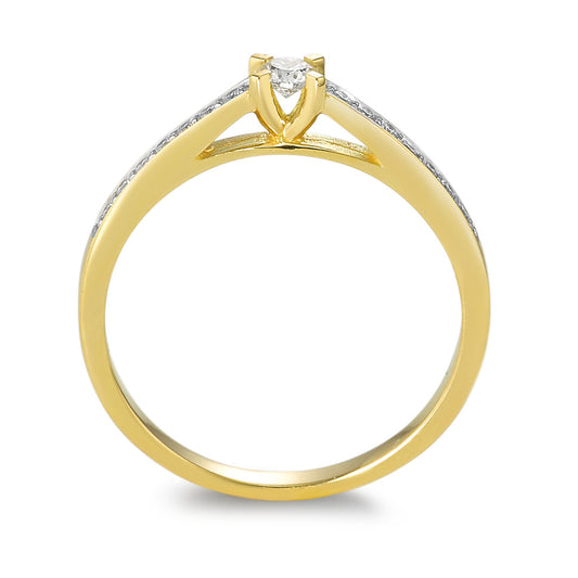Ring 750/18K geel goud Diamant 0.17 ct, 15 Steen, w-si