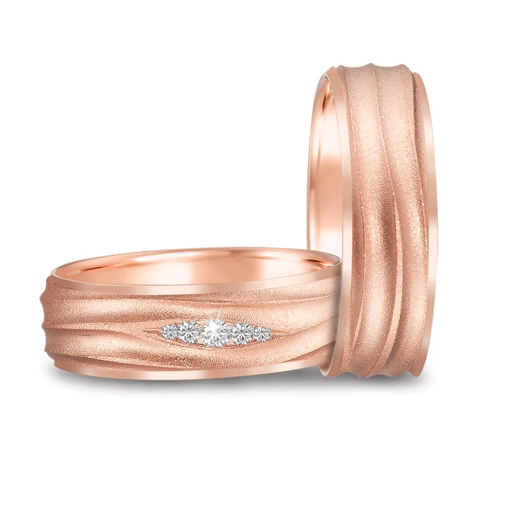 Partnerring 750/18K rood goud Diamant 0.077 ct, 5 Steen, w-si