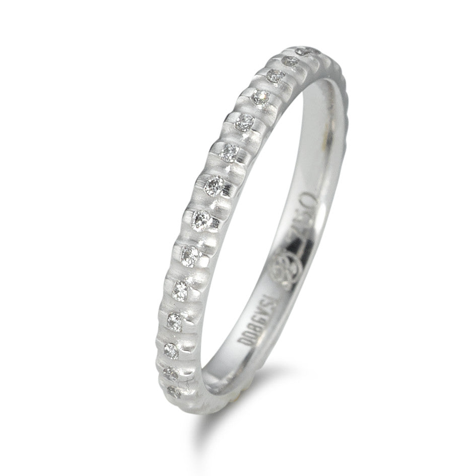 Memory ring 750/18K witgoud Diamant 0.08 ct, 16 Steen, tw-vsi