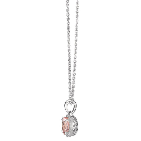 Collier 750/18K witgoud Morganiet, Diamant 0.06 ct, w-si 42-45 cm