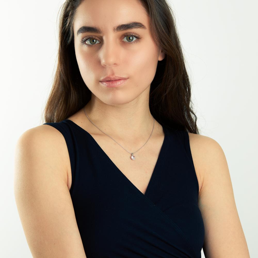 Collier 750/18K witgoud Morganiet, Diamant 0.06 ct, w-si 42-45 cm