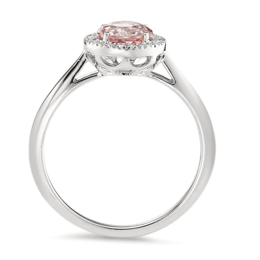 Ring 750/18K witgoud Morganiet, Diamant 0.11 ct, w-si