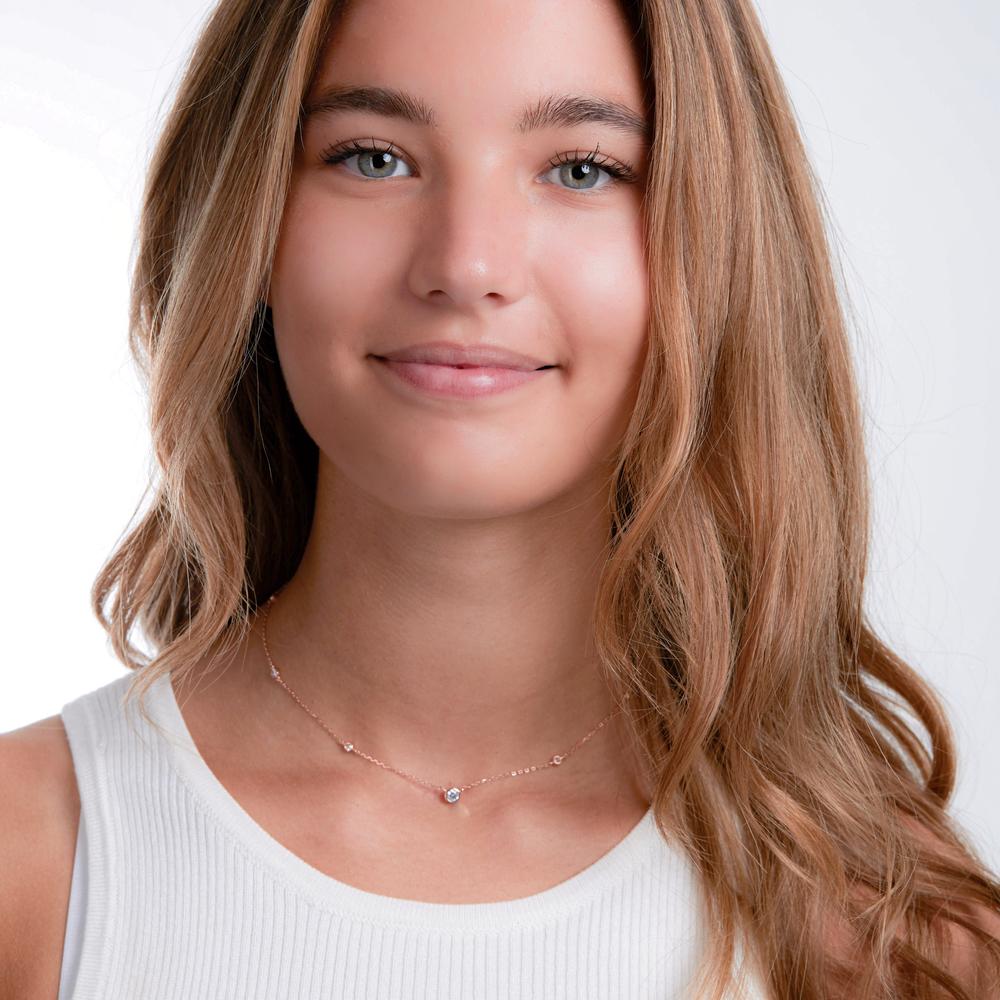 Collier Zilver Zirkonia Rosé Verguld 35-40 cm